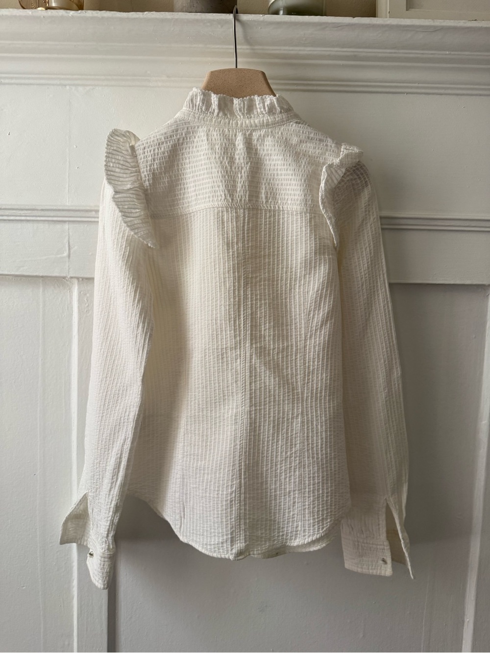 Isabel Marant Ivory Ruffled Textured Button-Up Blouse - Picture 2 of 7